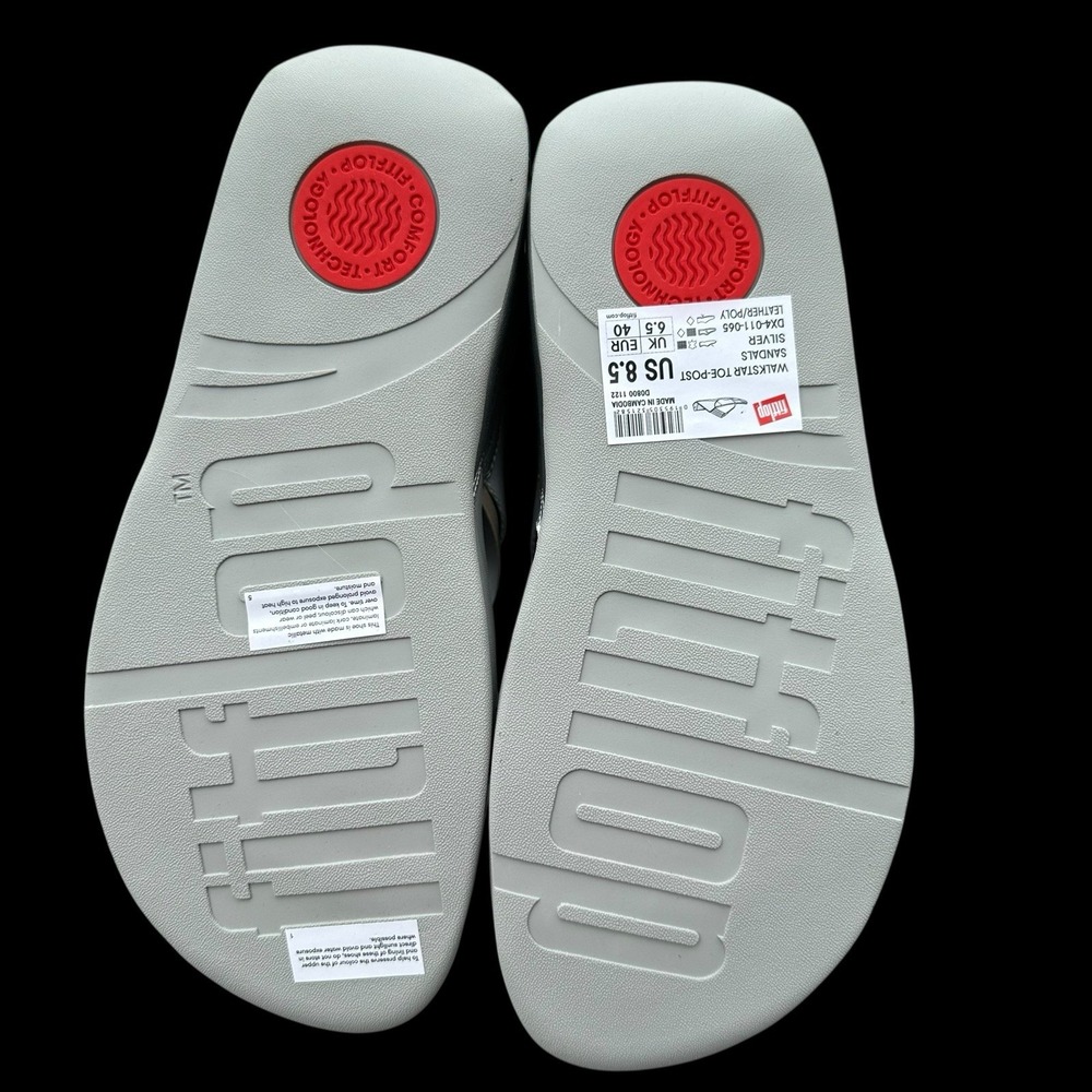 FitFlop Walkstar Toe-Post Sandals Flip Flops Silver Size US 8.5 / EUR‎ 40 - NEW - Picture 4 of 6